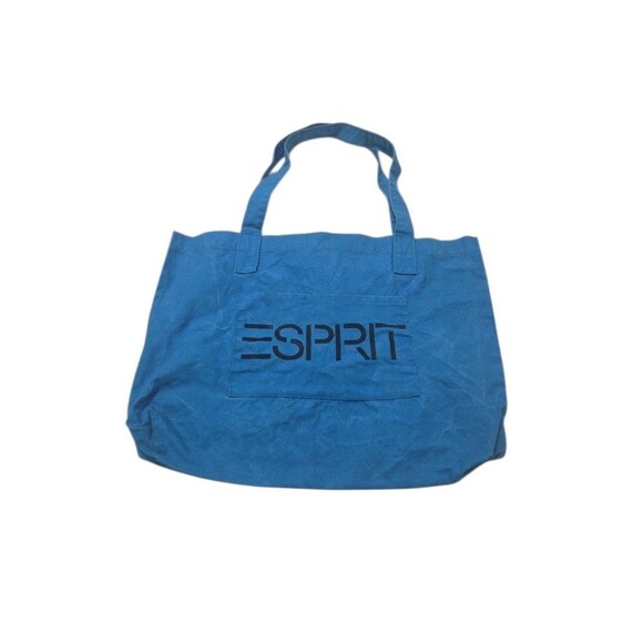 Vintage 90’s ESPRIT Blue Black Logo Tote Carryall Shopper Bag Large Made In USA - Picture 14 of 14